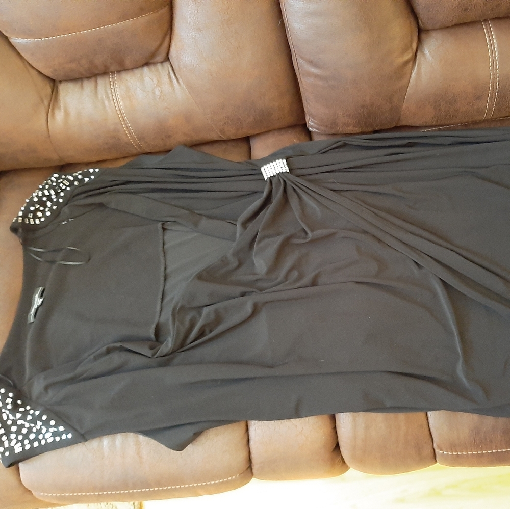 Dress by R&M Richards Woman Size 22W Black w/metal studs